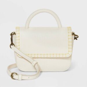 Universal Thread Faux Leather Mini Crossbody Bag Purse Whipstitch Cream